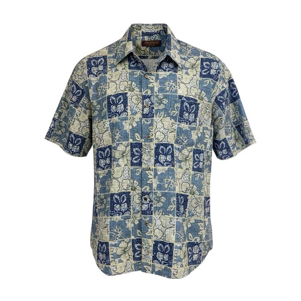 Tori Richard Hawaiian Aloha Shirt XL Blue Floral Cotton Lawn Mens